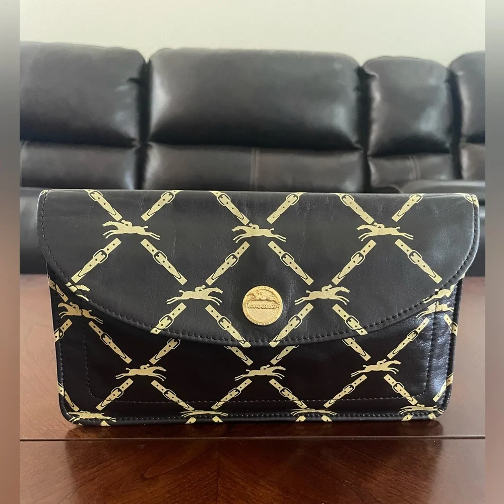 Vintage Longchamp Paris Monogram Clutch | Made in France | Rare Equestrian - Picture 5 of 11